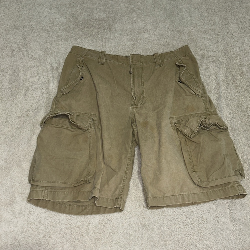 Vintage GAP Cargo Military Shorts Men's 34 khaki Hidden stash Pocket   Y2K